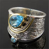 Wholesale Accessories Alloy Inlaid Blue Rhinestone Zircon Drop Shape Women's Ring