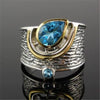 Wholesale Accessories Alloy Inlaid Blue Rhinestone Zircon Drop Shape Women's Ring