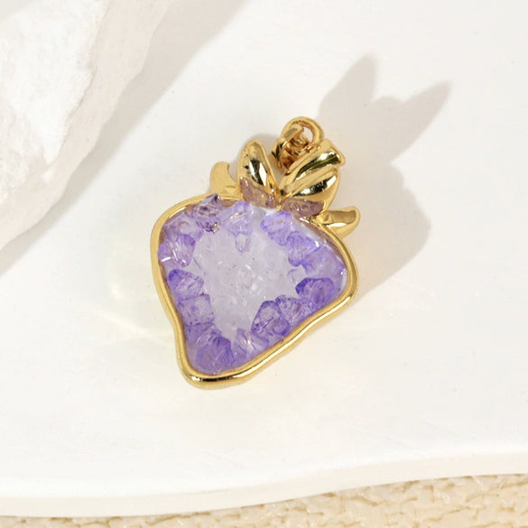 Wholesale Accessories Artificial Crystal Fruit Shape Heart Pattern Electroplated Necklace Pendant