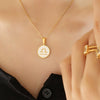 Wholesale Accessories Constellation Necklace With White Sea Shell Pendant Titanium Steel Clavicle Chain Geometric Design 18K Real Gold Plated