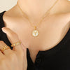 Wholesale Accessories Constellation Necklace With White Sea Shell Pendant Titanium Steel Clavicle Chain Geometric Design 18K Real Gold Plated