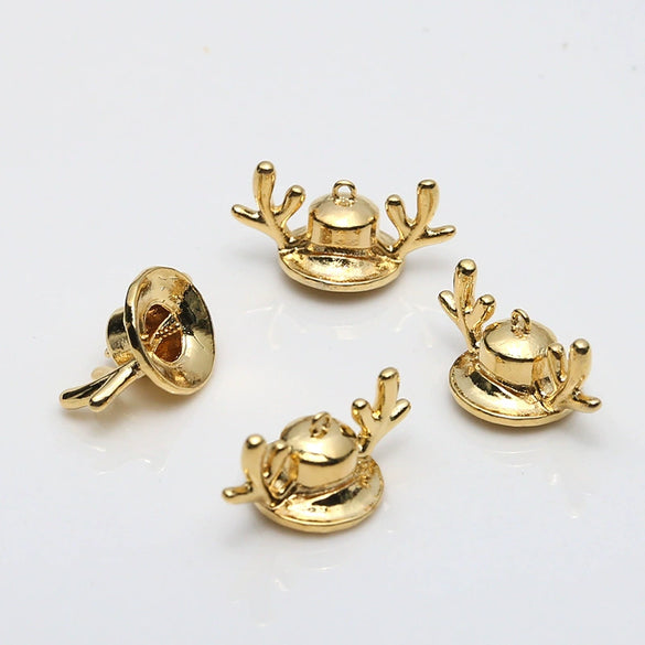 Wholesale Accessories Copper Gold Plated Antler Floating Flower Hat Glasses Demon Elf Baroque Pearl Handmade