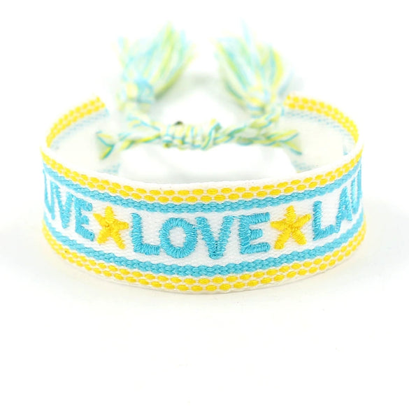 Wholesale Accessories Gold Thread Embroidered Love Letter Wrist Strap Handwoven Tassel Bracelet