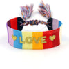 Wholesale Accessories Gold Thread Embroidered Love Letter Wrist Strap Handwoven Tassel Bracelet