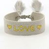 Wholesale Accessories Gold Thread Embroidered Love Letter Wrist Strap Handwoven Tassel Bracelet