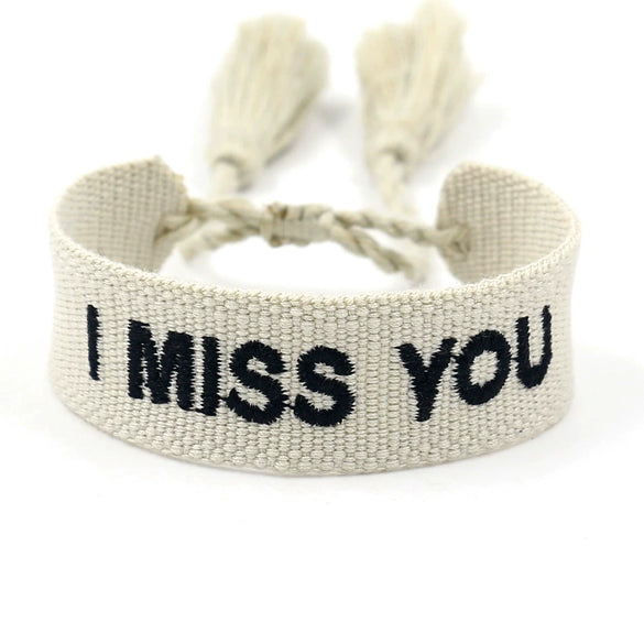 Wholesale Accessories Gold Thread Embroidered Love Letter Wrist Strap Handwoven Tassel Bracelet