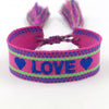 Wholesale Accessories Gold Thread Embroidered Love Letter Wrist Strap Handwoven Tassel Bracelet