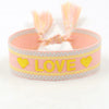 Wholesale Accessories Gold Thread Embroidered Love Letter Wrist Strap Handwoven Tassel Bracelet