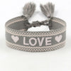 Wholesale Accessories Gold Thread Embroidered Love Letter Wrist Strap Handwoven Tassel Bracelet