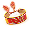 Wholesale Accessories Gold Thread Embroidered Love Letter Wrist Strap Handwoven Tassel Bracelet