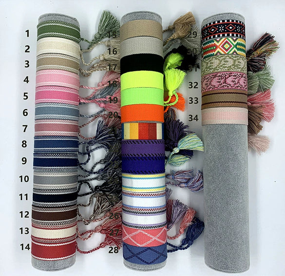 Wholesale Accessories Gold Thread Embroidered Love Letter Wrist Strap Handwoven Tassel Bracelet