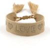 Wholesale Accessories Gold Thread Embroidered Love Letter Wrist Strap Handwoven Tassel Bracelet