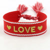 Wholesale Accessories Gold Thread Embroidered Love Letter Wrist Strap Handwoven Tassel Bracelet