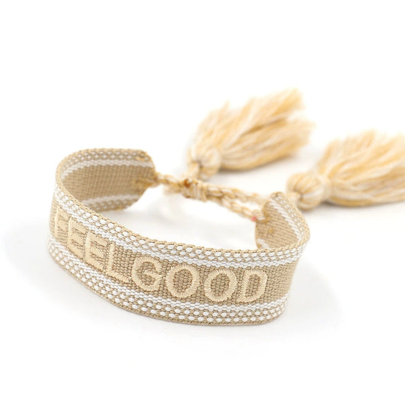 Wholesale Accessories Gold Thread Embroidered Love Letter Wrist Strap Handwoven Tassel Bracelet