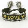 Wholesale Accessories Gold Thread Embroidered Love Letter Wrist Strap Handwoven Tassel Bracelet