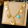 Wholesale Accessories Pendant Stainless Steel Gold Plated Love Flower Sun O Word Chain Necklace For Women Fashion Retro Multi Element