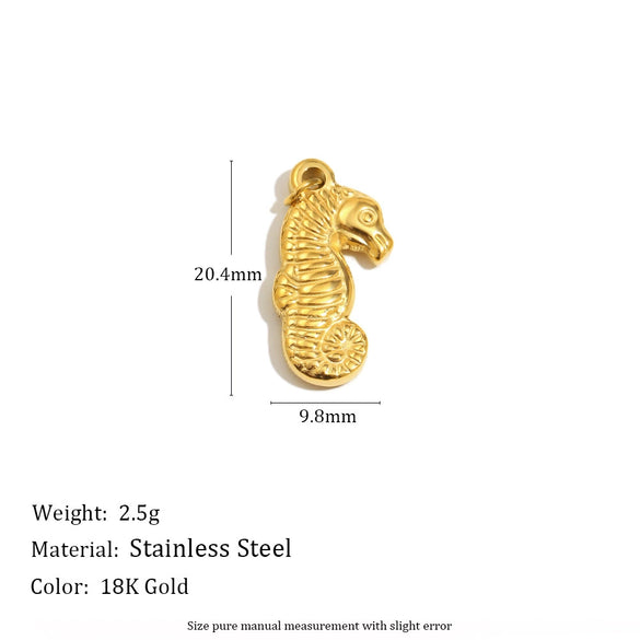 Wholesale Accessories Pendant Stainless Steel Plated 18K Gold Seahorse Bow Fivepointed Star Cowboy Boots Heart Shape Pendant For Women Electroplating