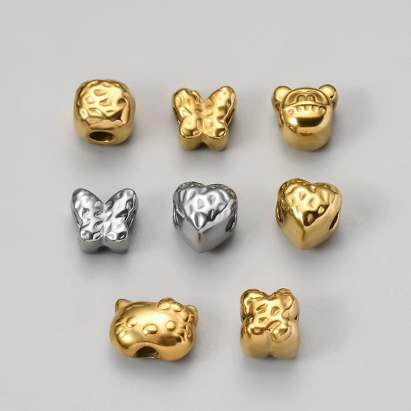 Wholesale Accessories Stainless Steel Anime Style Kitty Cat Butterfly Love Pattern Electroplated Beaded
