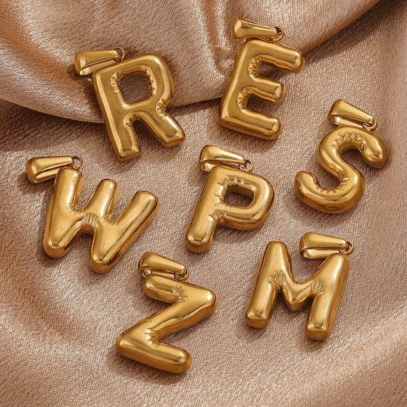Wholesale Accessories Stainless Steel 18K Gold Plated Mini Bubble Letter Pendant With Butterfly Pattern