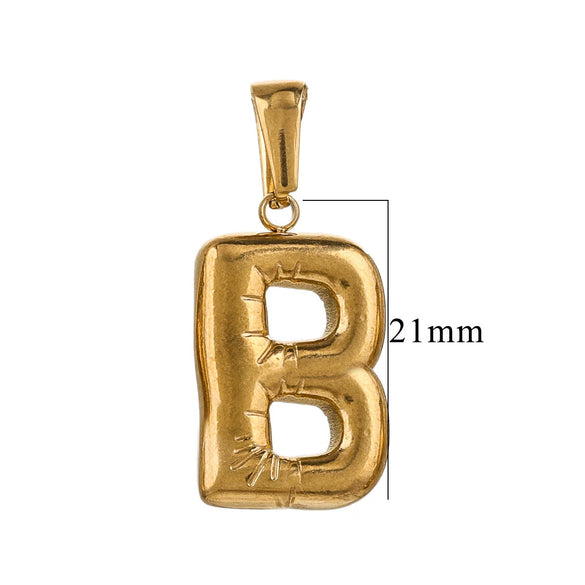 Wholesale Accessories Stainless Steel 18K Gold Plated Mini Bubble Letter Pendant With Butterfly Pattern