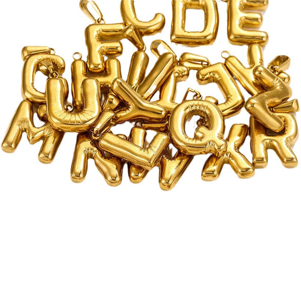Wholesale Accessories Stainless Steel 18K Gold Plated Mini Bubble Letter Pendant With Butterfly Pattern