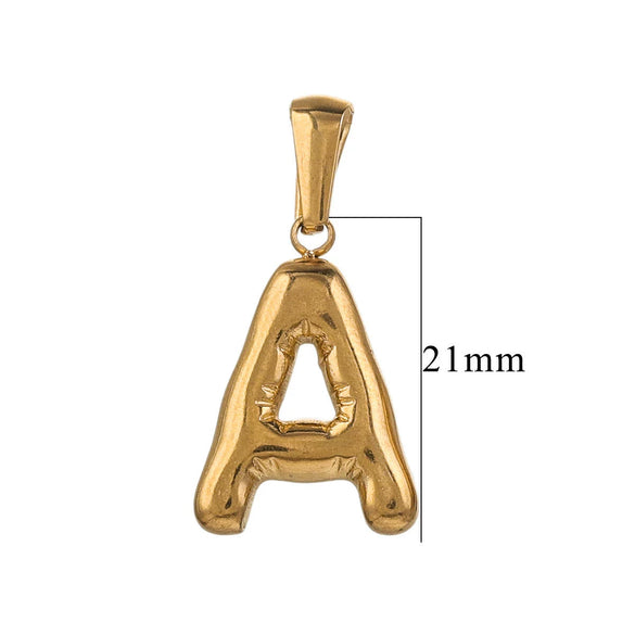 Wholesale Accessories Stainless Steel 18K Gold Plated Mini Bubble Letter Pendant With Butterfly Pattern