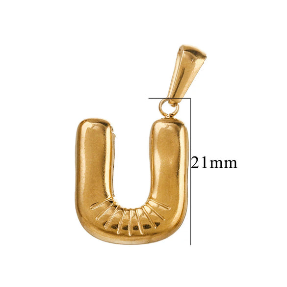Wholesale Accessories Stainless Steel 18K Gold Plated Mini Bubble Letter Pendant With Butterfly Pattern