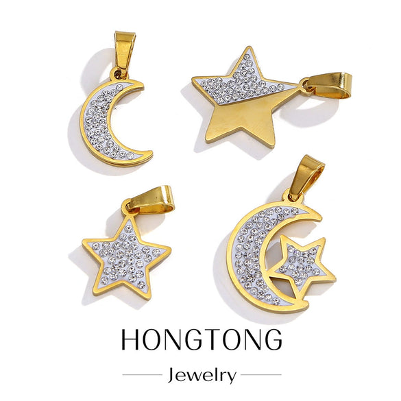 Wholesale Accessories Stainless Steel 18K Gold Plated Star And Moon Style