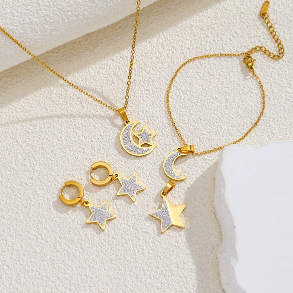 Wholesale Accessories Stainless Steel 18K Gold Plated Star And Moon Style