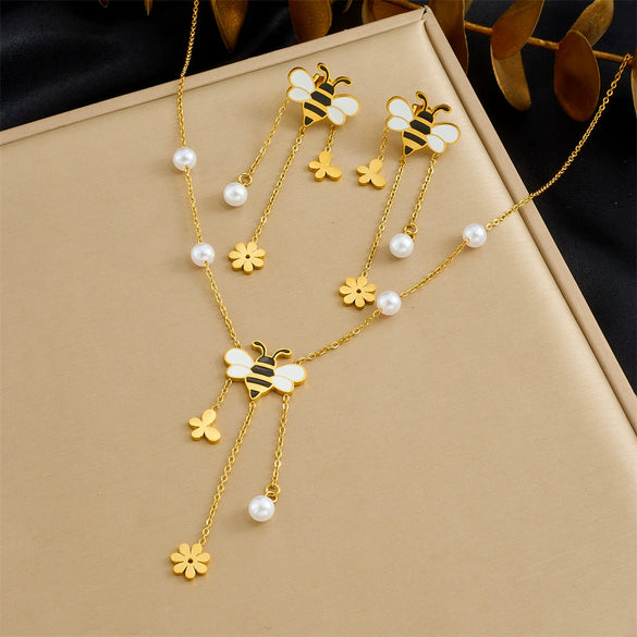 Wholesale Accessories Stainless Steel Set With Cartoon Oil Dripping Bee Butterfly Dragonfly Insect Patterns Electroplated