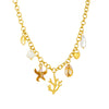 Wholesale Accessories Stainless Steel Women's Necklace With Leaf Pattern And Electroplating In Retro Ocean Resort Style