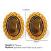 Wholesale Accessories 316L Stainless Steel Oval Inlaid Tiger's Eye Retro Geometric Love Water Drops Bell Style For Women