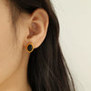 Wholesale Accessories 316L Stainless Steel Oval Inlaid Tiger's Eye Retro Geometric Love Water Drops Bell Style For Women