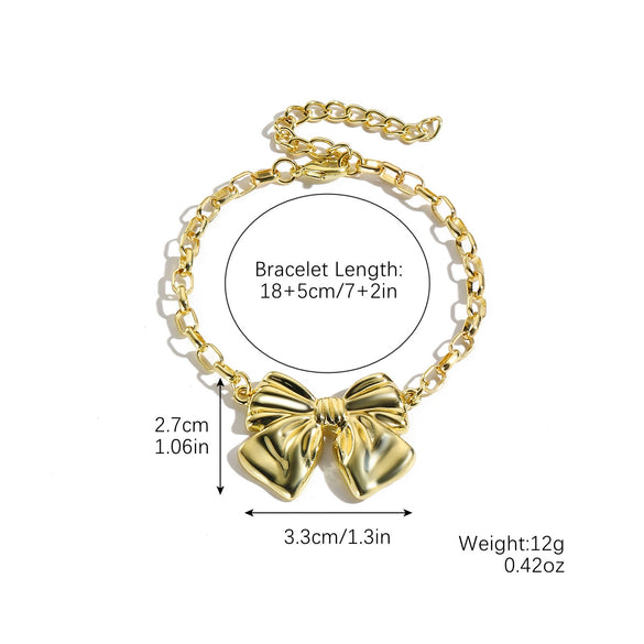 Wholesale Accessories Zinc Alloy Bowknot Geometric Ochain Necklace With Electroplating For Women