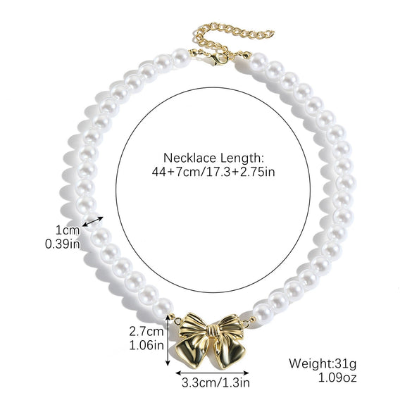 Wholesale Accessories Zinc Alloy Bowknot Geometric Ochain Necklace With Electroplating For Women