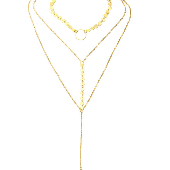Wholesale Accessories Zinc Alloy Threelayer Circle Pendant Clavicle Chain For Women With Electroplating Treatment