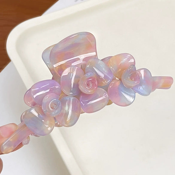 Wholesale Acetate Sweet Style Handmade Twin Flower Hair Gripper For Women
