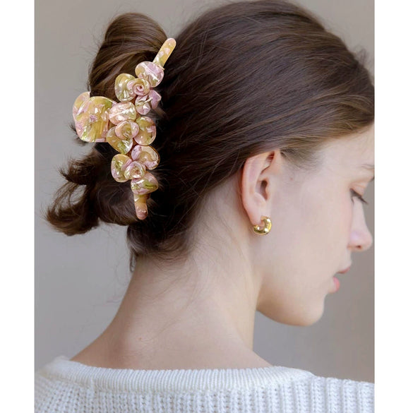 Wholesale Acetate Sweet Style Handmade Twin Flower Hair Gripper For Women