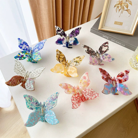 Wholesale Acetic Acid Butterfly Hair Clip Handmade Elegant Girl Hair Accessories For Autumn And Winter