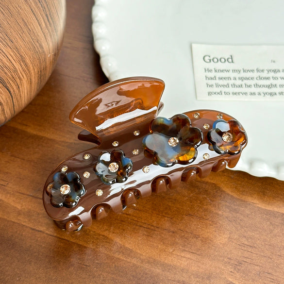 Wholesale Acetic Acid Hairpin With Diamondencrusted Flower Design For Women High Grade Sense Clip Back Head Shark Clip
