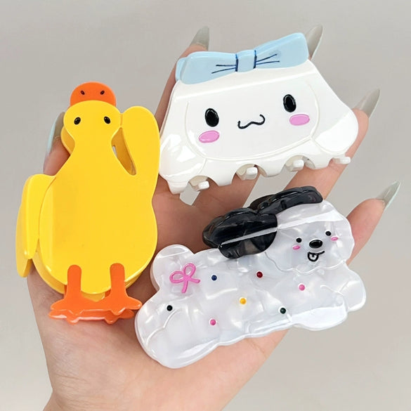Wholesale Acetic Acid Handmade Cartoon Animal Style Hair Scratch Shark Clip Hair Accessories For Women