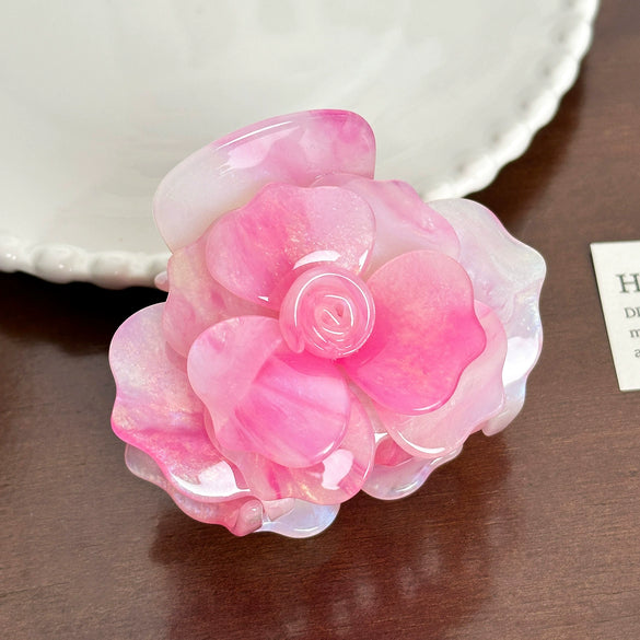 Wholesale Acetic Acid Handmade High End Three Dimensional Rose Hairpin And Peach Tail Clip For Women