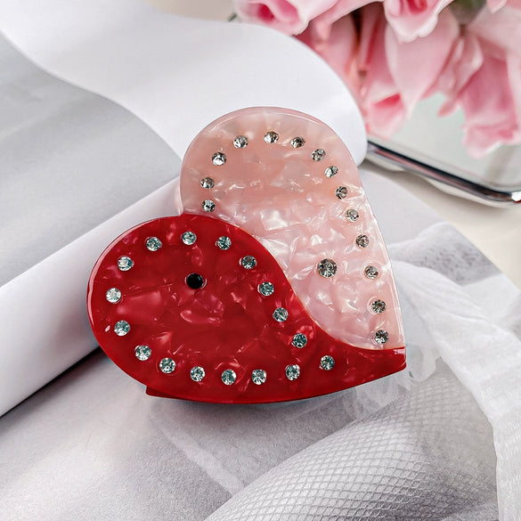 Wholesale Acetic Acid Love Handmade Hair Clip Heavy Industry Diamond Style Shark Clip For Women