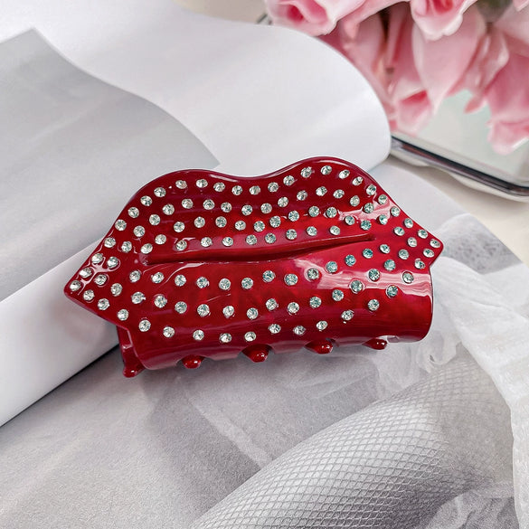 Wholesale Acetic Acid Love Handmade Hair Clip Heavy Industry Diamond Style Shark Clip For Women