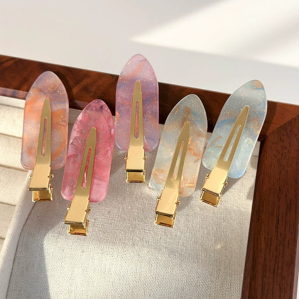 Wholesale Acetic Acid Seamless Duckbill Hairpin For Women With Stamping Super Fairy Dream Pink Gradient Style