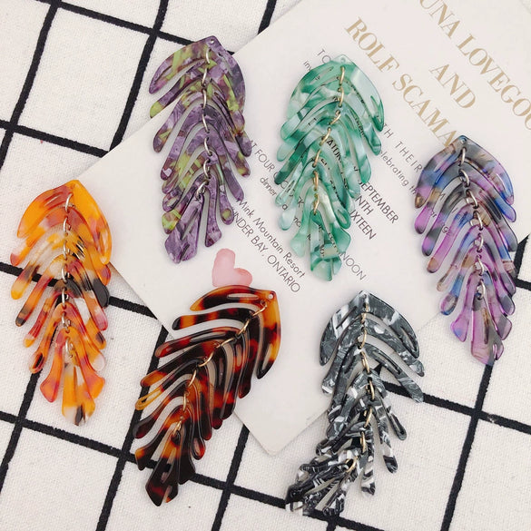 Wholesale Acetic Acid Sheet Leaf Earrings Jewelry Accessories