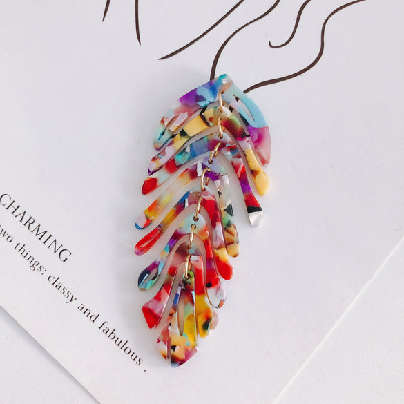 Wholesale Acetic Acid Sheet Leaf Earrings Jewelry Accessories