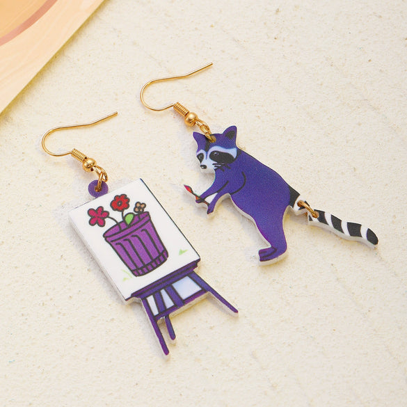 Wholesale Acrylic And Wood Animal Style Earrings For Women With Electroplating