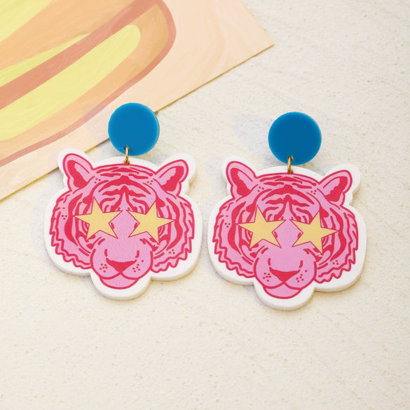 Wholesale Acrylic And Wood Animal Style Earrings For Women With Electroplating