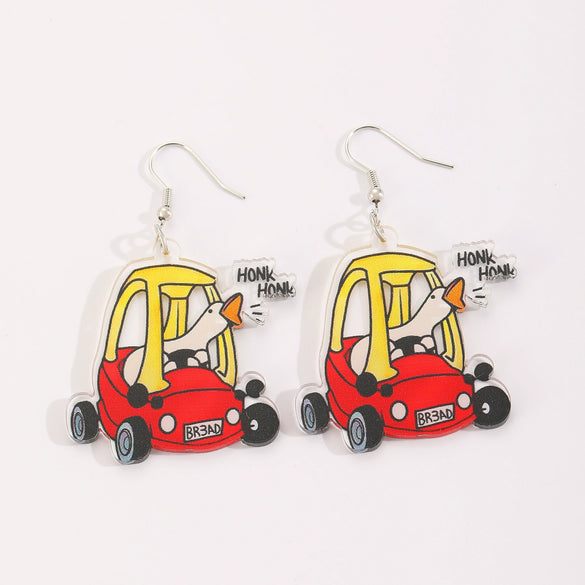 Wholesale Acrylic And Wood Animal Style Earrings For Women With Electroplating